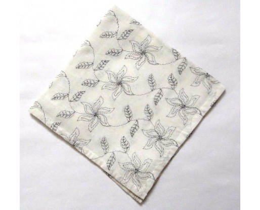15" Extra Large Polyester Chikan Work White Handkerchief Hanky Napkin Wedding